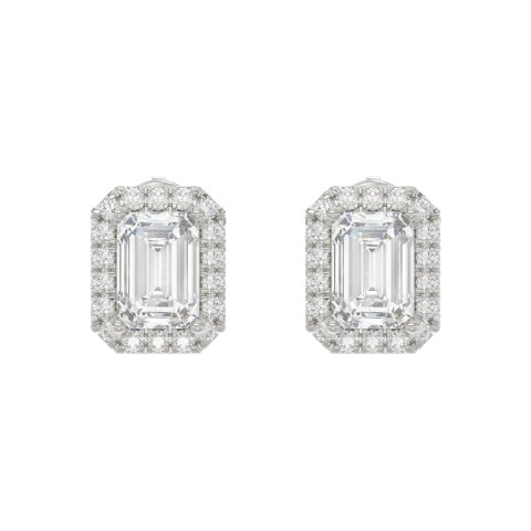14K WHITE GOLD 2 1/3CT ROUND/EMERALD DIAMOND LADIES EARRINGS (CENTER STONE EMERALD DIAMOND 1CT) 14K WHITE GOLD 2 1/3CT ROUND/EMERALD DIAMOND LADIES EARRINGS (CENTER STONE EMERALD DIAMOND 1CT)