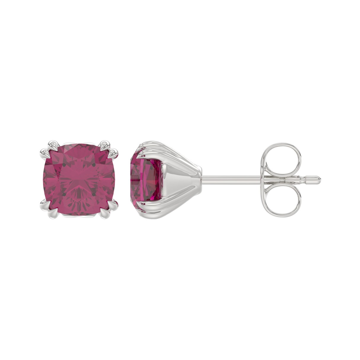 14K WHITE GOLD 1.00CT PINK CUSHION DIAMOND LADIES EARRINGS (CUSHION PINK 1CT)