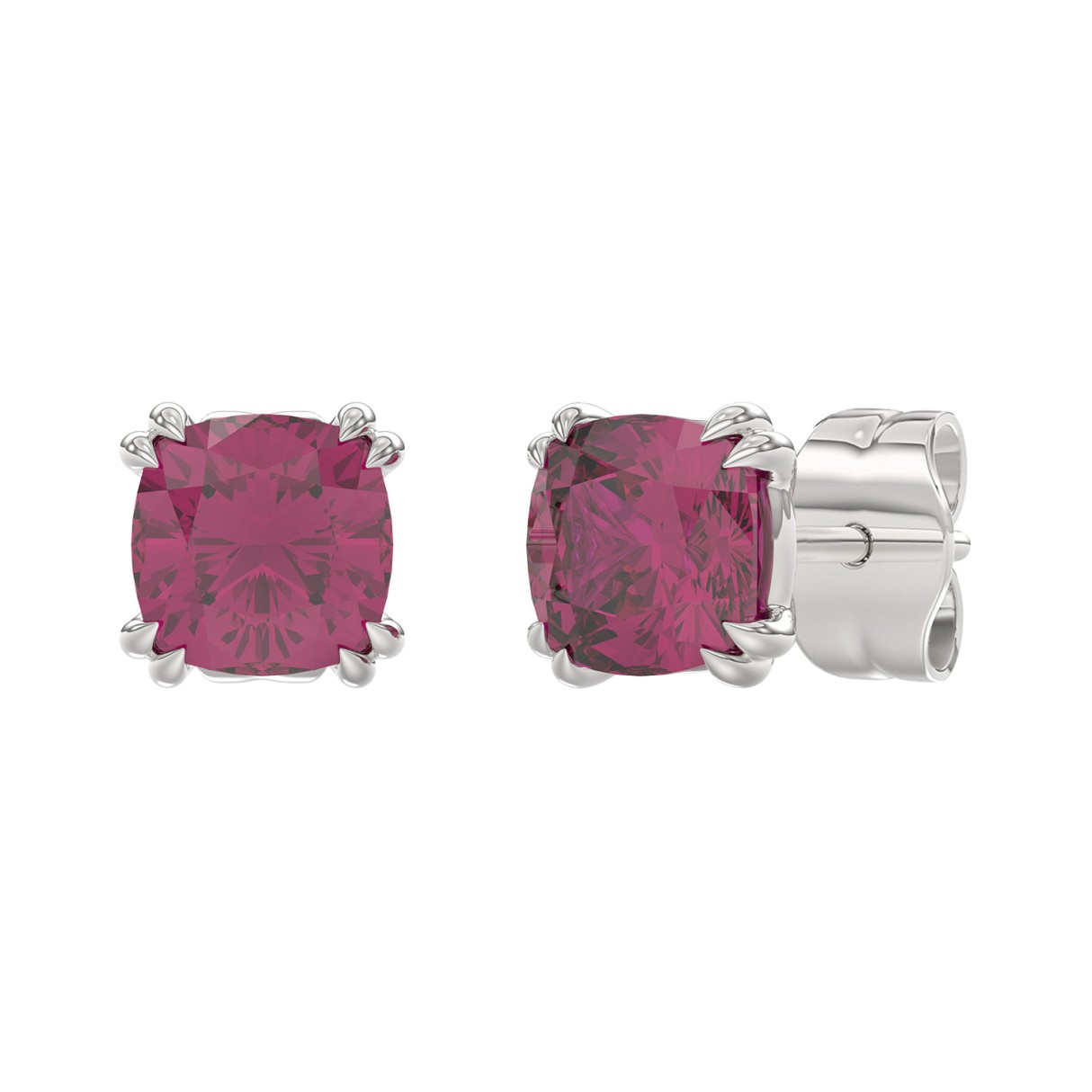 14K WHITE GOLD 1.00CT PINK CUSHION DIAMOND LADIES EARRINGS (CUSHION PINK 1CT)