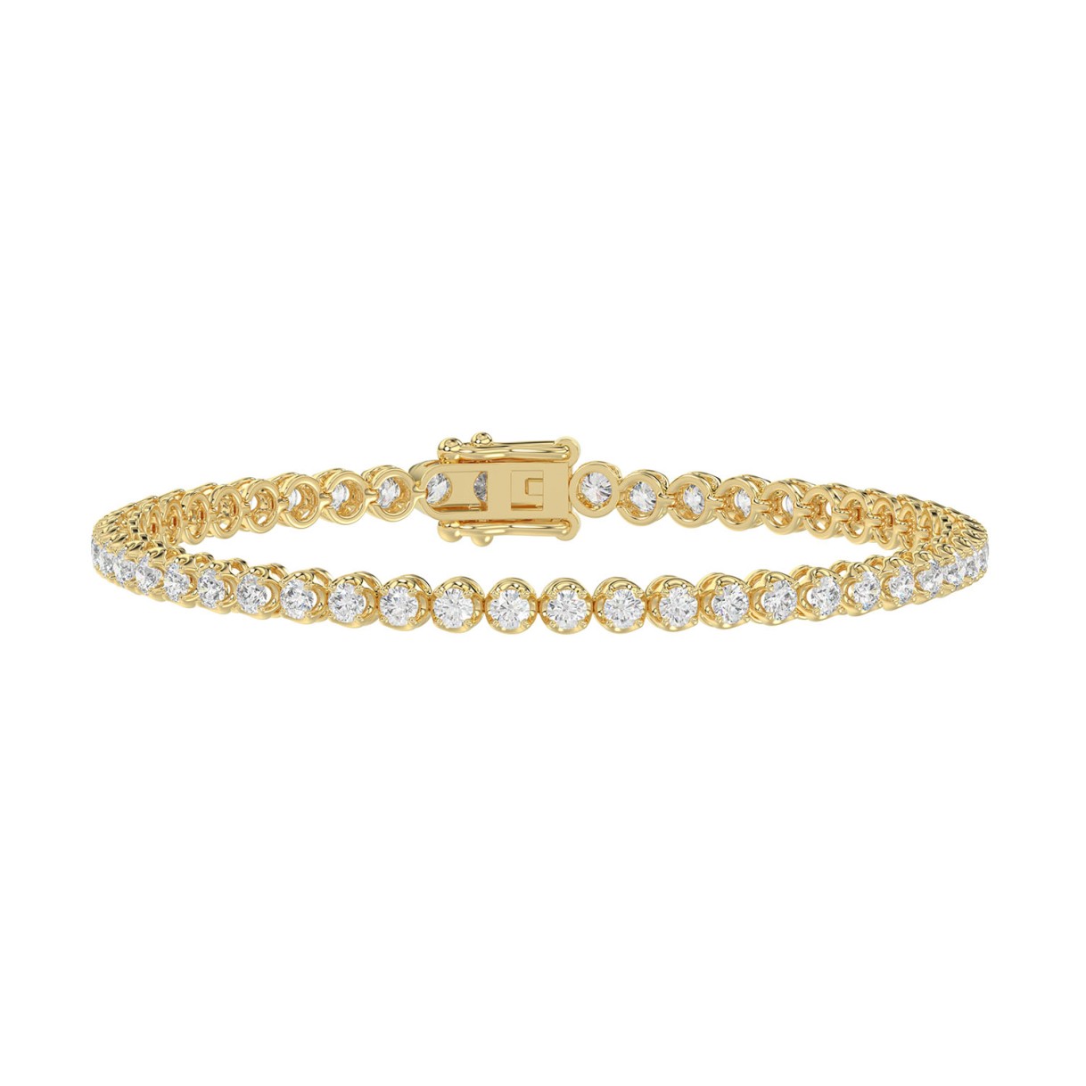14K YELLOW GOLD 3.00CT ROUND DIAMOND LADIES BRACEL...