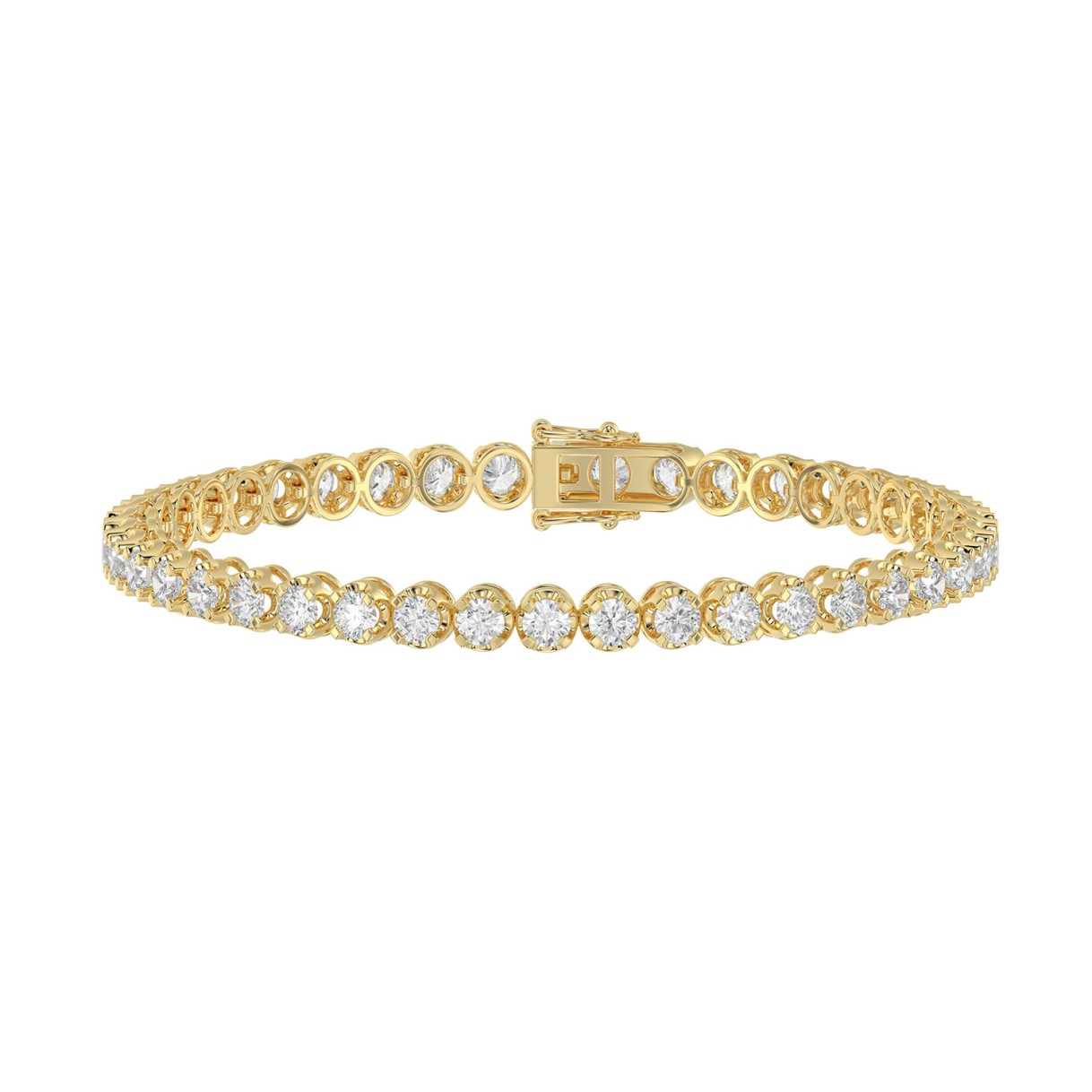 14K YELLOW GOLD 5.00CT ROUND DIAMOND LADIES BRACEL...