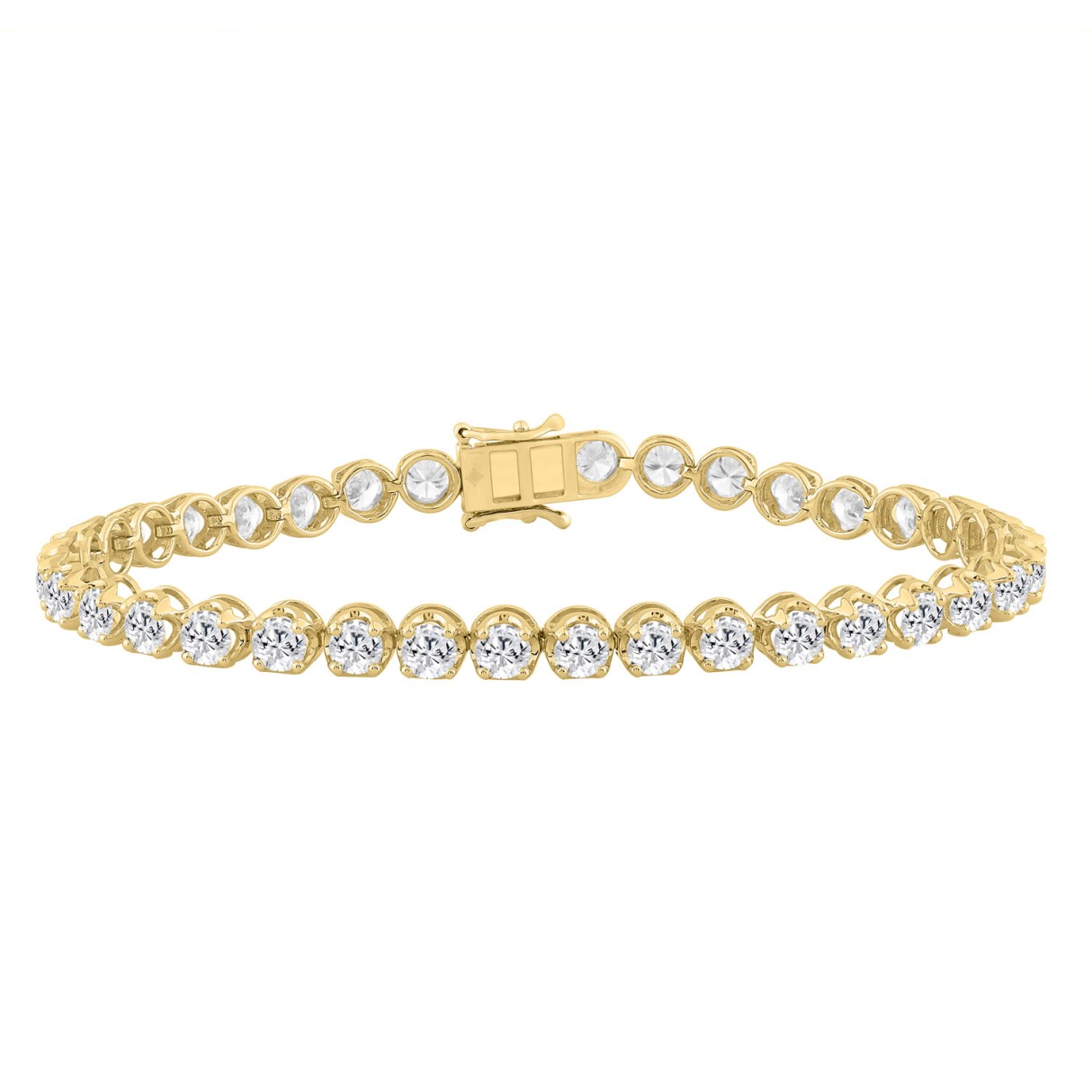 14K YELLOW GOLD 7.00CT ROUND DIAMOND LADIES BRACEL...