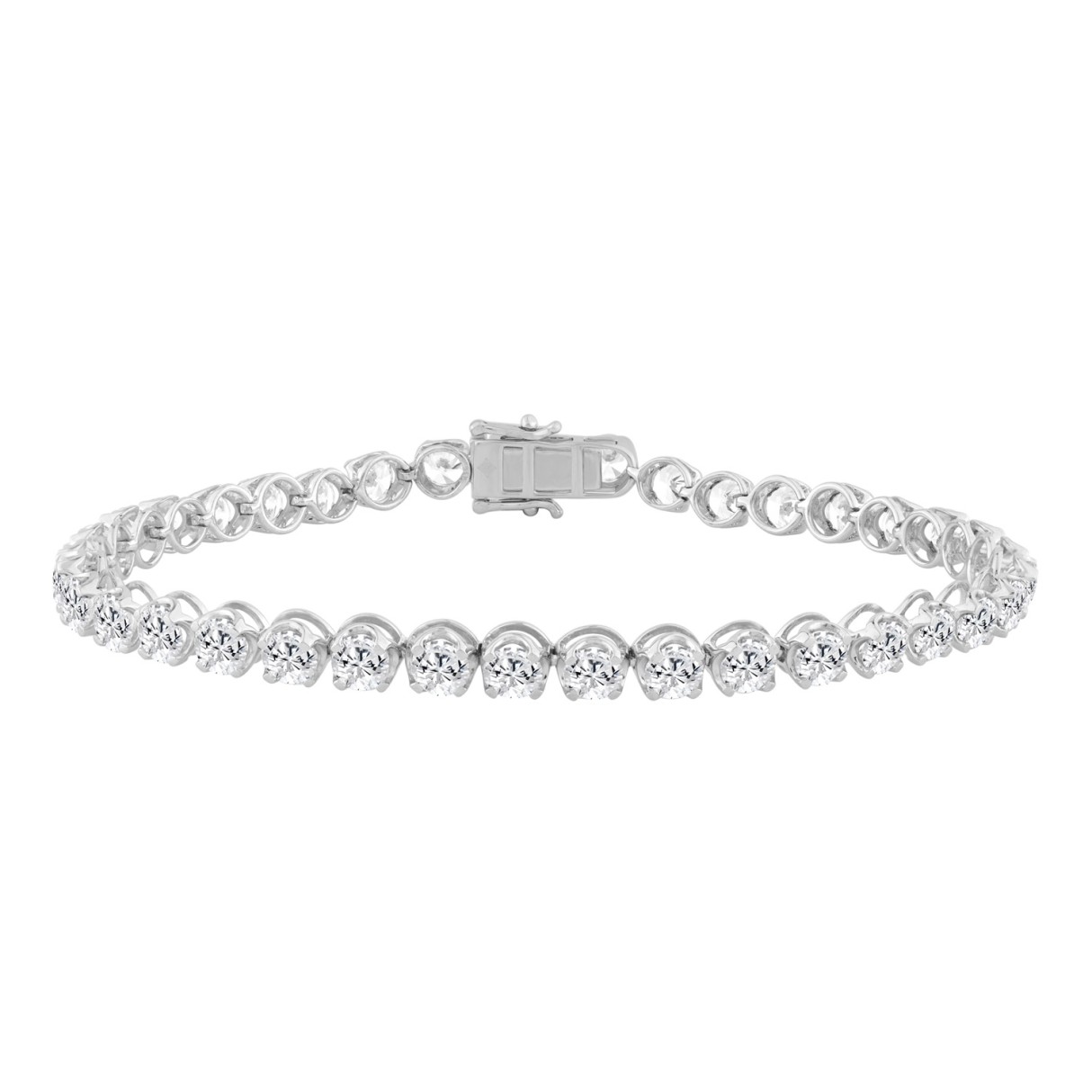 14K WHITE GOLD 9.00CT ROUND DIAMOND LADIES BRACELE...