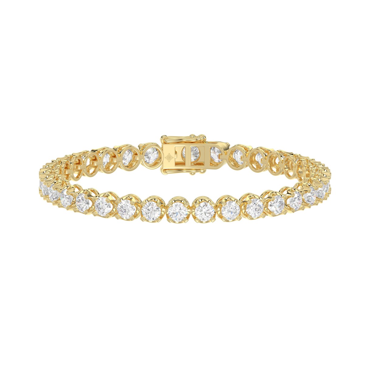 Luxury 14K Yellow Gold Round Diamond Tennis Bracel...
