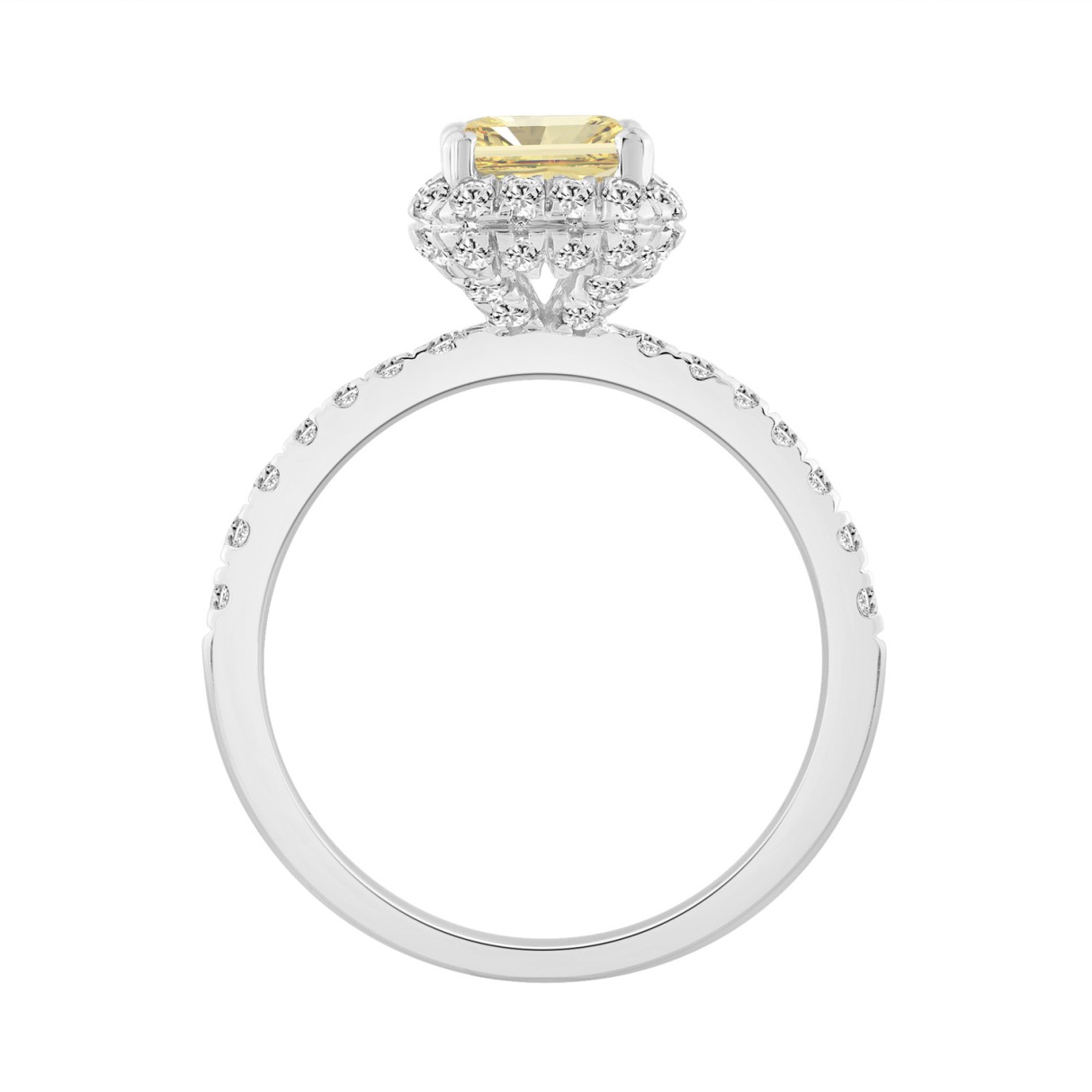 14K WHITE GOLD 2 3/4CT ROUND/YELLOW RADIANT DIAMOND LADIES RING (CENTER STONE YELLOW RADIANT DIAMOND 2CT)