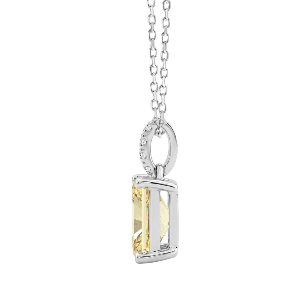 14K WHITE GOLD 2.00CT ROUND/YELLOW RADIANT DIAMOND LADIES PENDANT WITH CHAIN