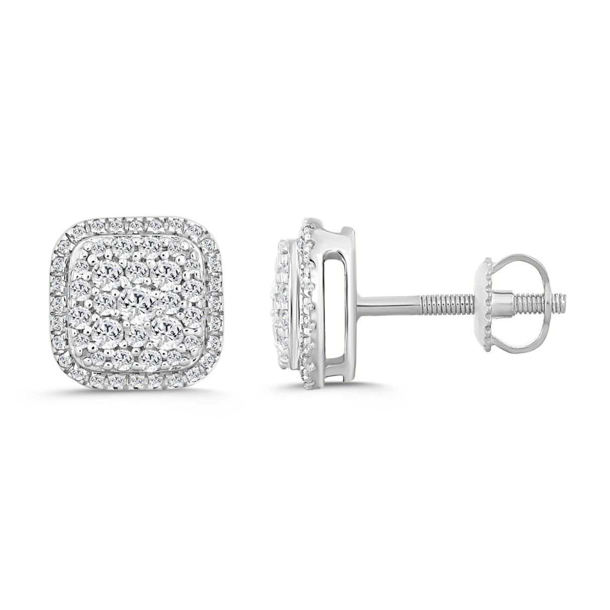 14K WHITE GOLD 1/2CT ROUND DIAMOND LADIES EARRINGS...