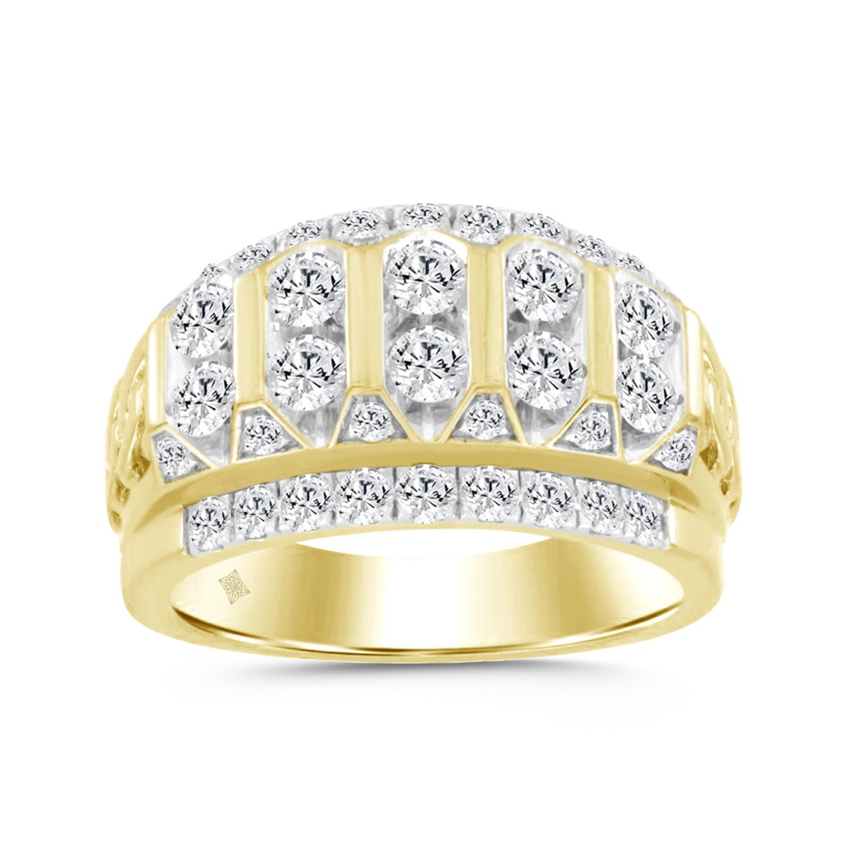 14K YELLOW GOLD 2.00CT ROUND DIAMOND MEN'S RING ...