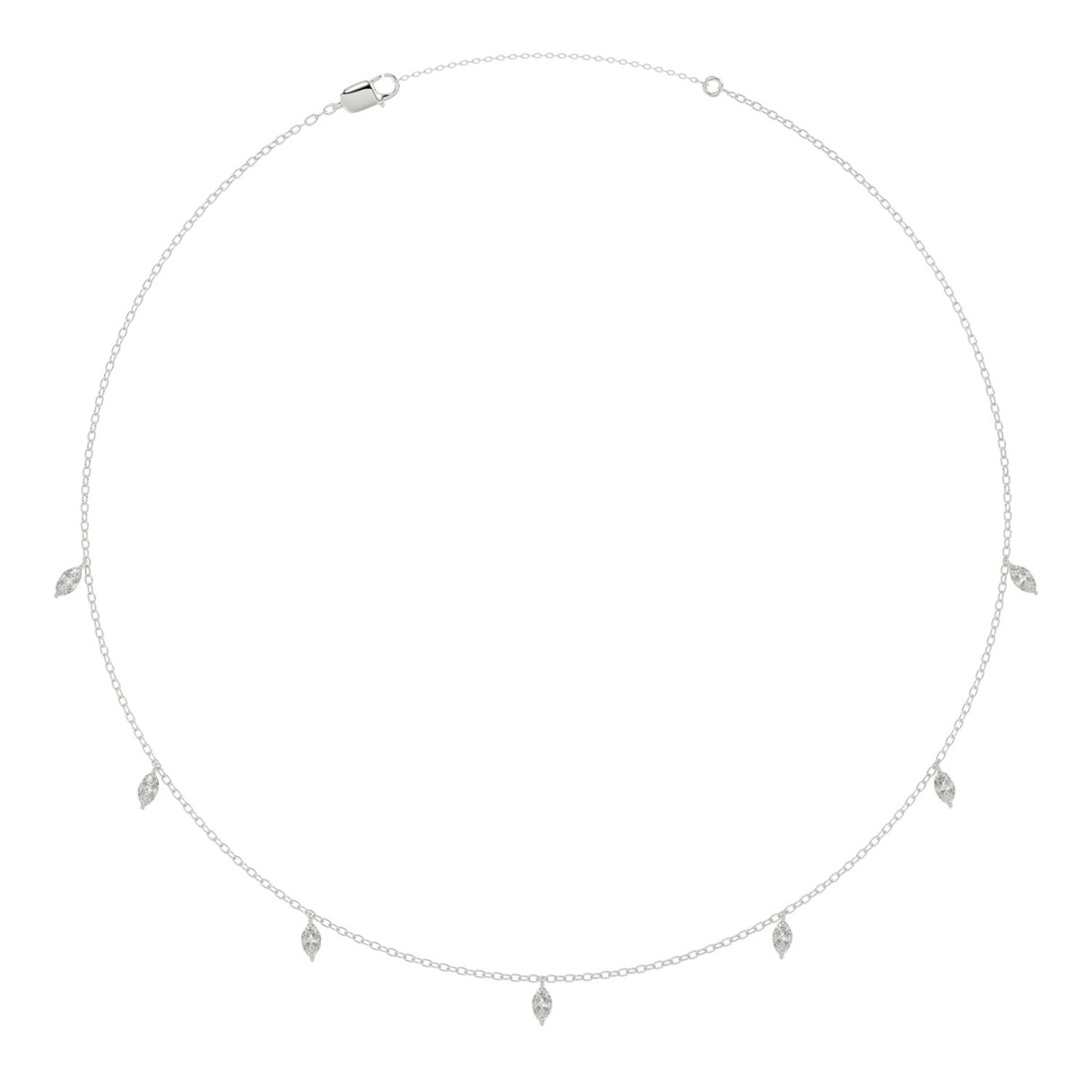 14K WHITE GOLD 1.00CT MARQUISE DIAMOND LADIES NECKLACE