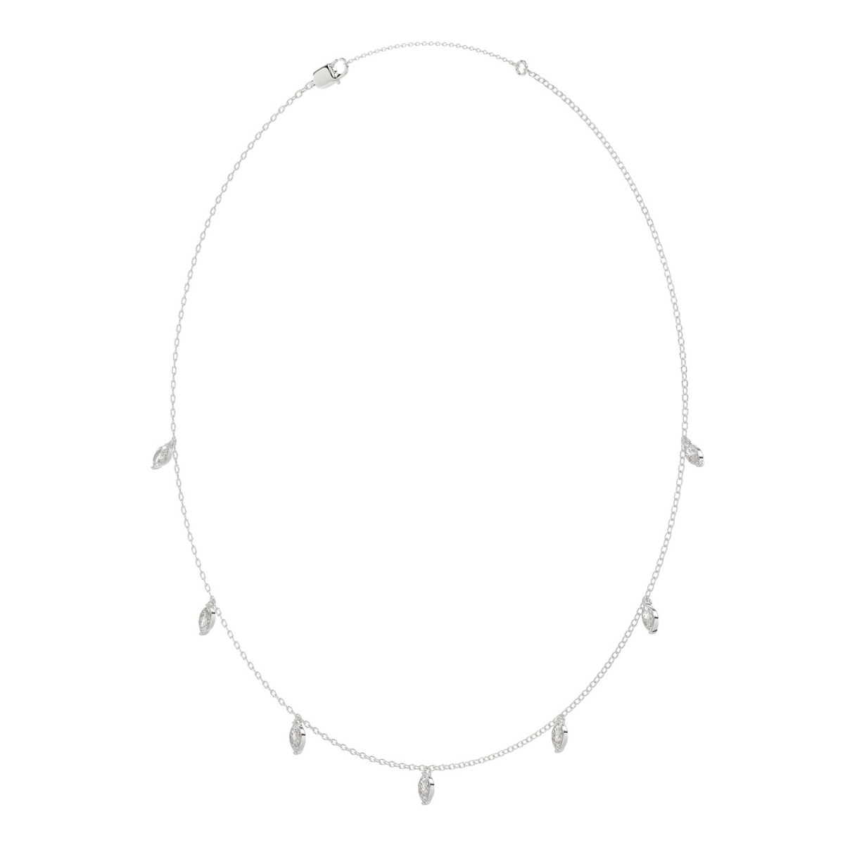 14K WHITE GOLD 1.00CT MARQUISE DIAMOND LADIES NECKLACE