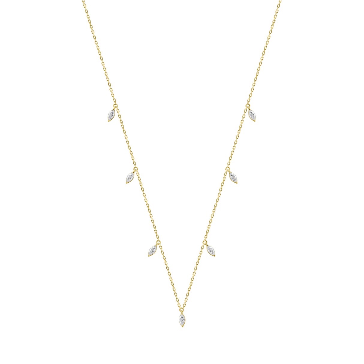 14K YELLOW GOLD 1.00CT MARQUISE DIAMOND LADIES NEC...