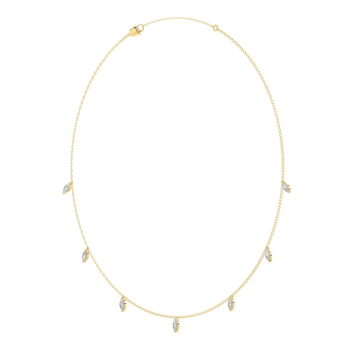 14K YELLOW GOLD 1.00CT MARQUISE DIAMOND LADIES NECKLACE