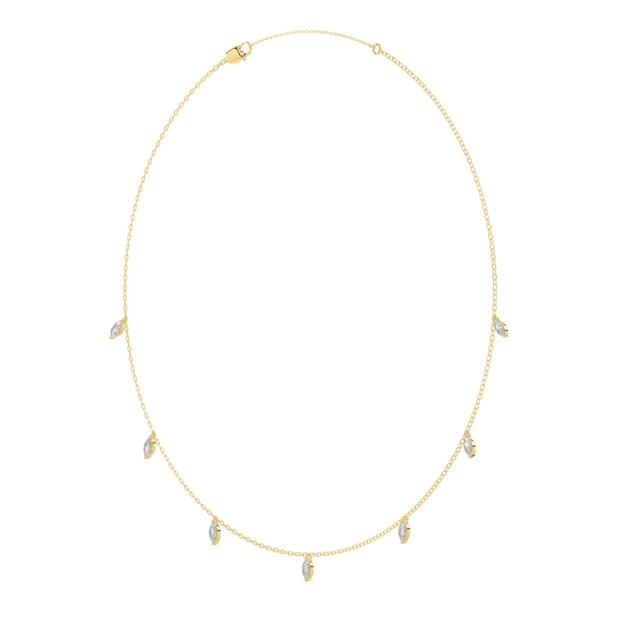 14K YELLOW GOLD 1.00CT MARQUISE DIAMOND LADIES NECKLACE