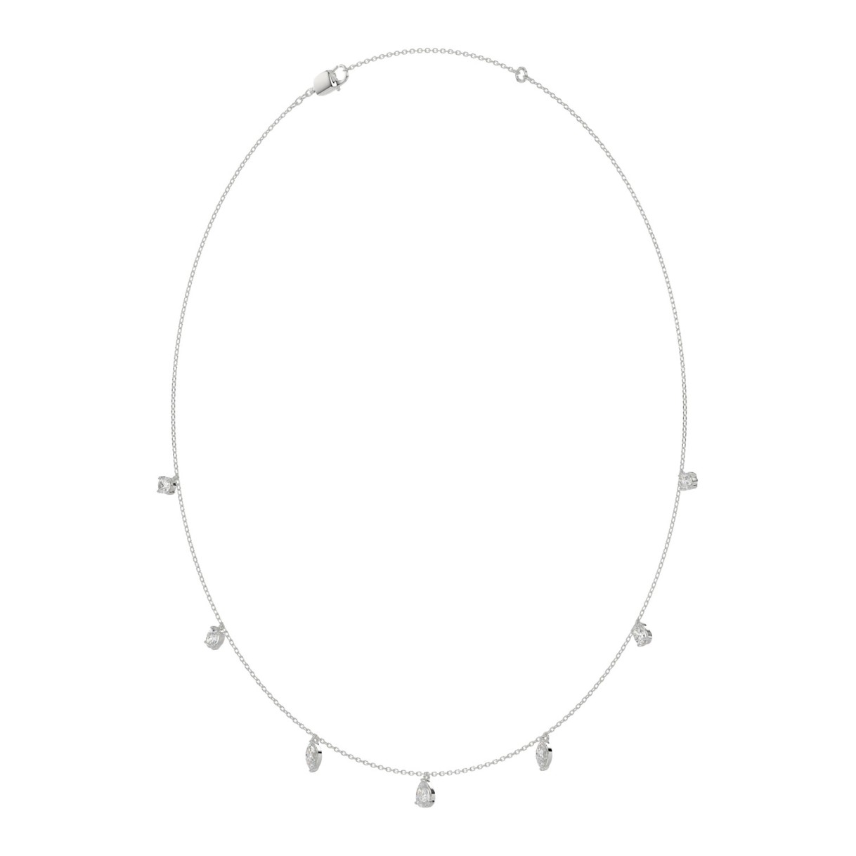 14K WHITE GOLD 1.00CT ROUND/PEAR/MARQUISE/OVAL DIAMOND LADIES NECKLACE