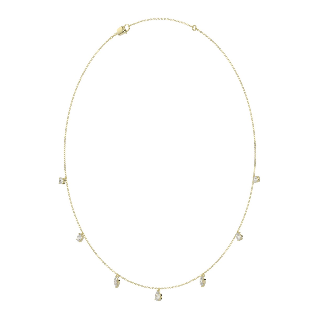 14K YELOW GOLD 1.00CT ROUND/PEAR/MARQUISE/OVAL DIAMOND LADIES NECKLACE