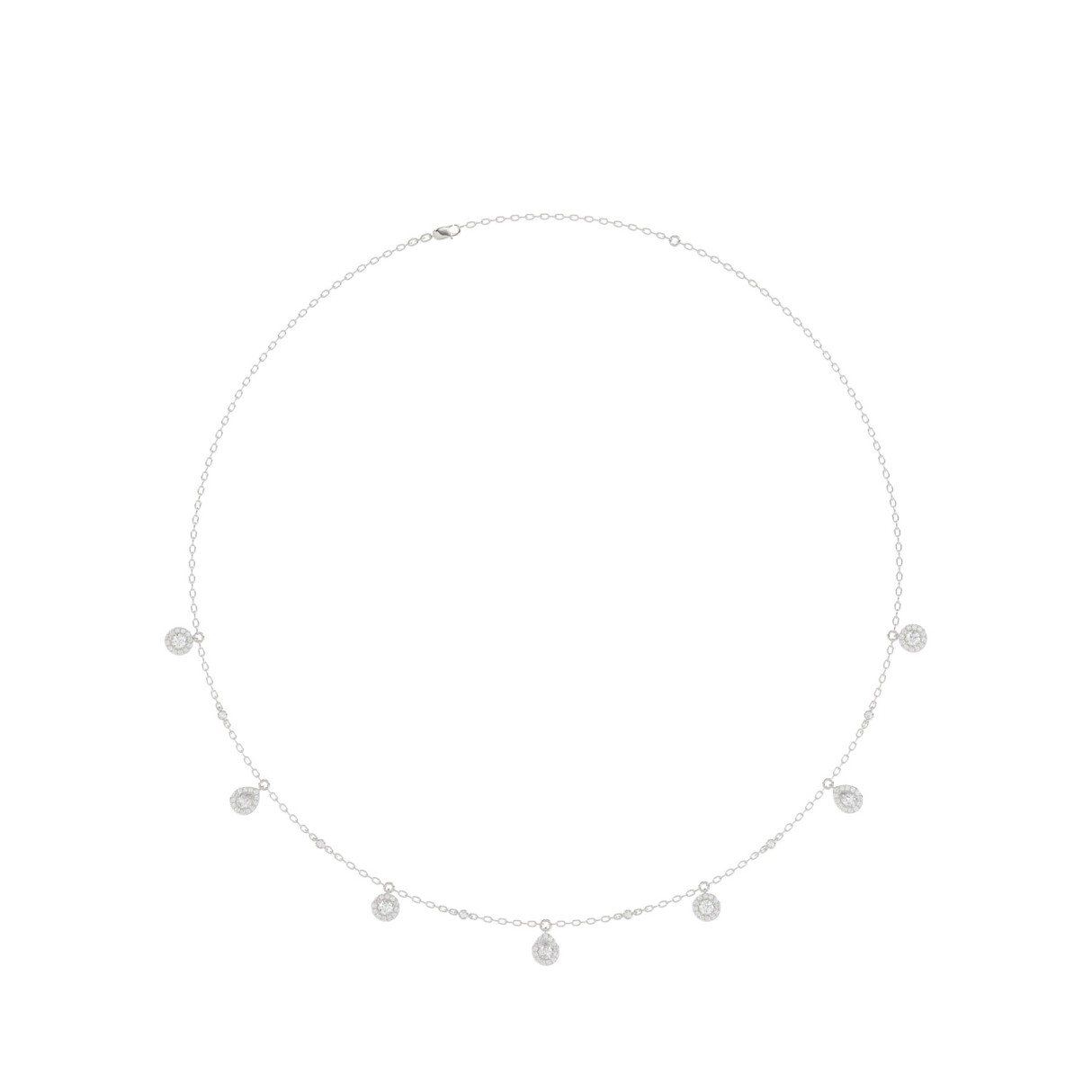 14K WHITE GOLD 1.00CT ROUND DIAMOND LADIES NECKLAC...