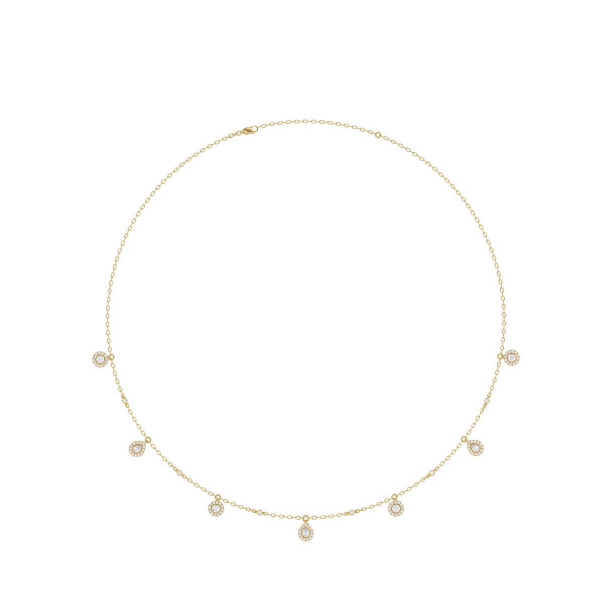 14K YELLOW GOLD 1.00CT ROUND DIAMOND LADIES NECKLA...