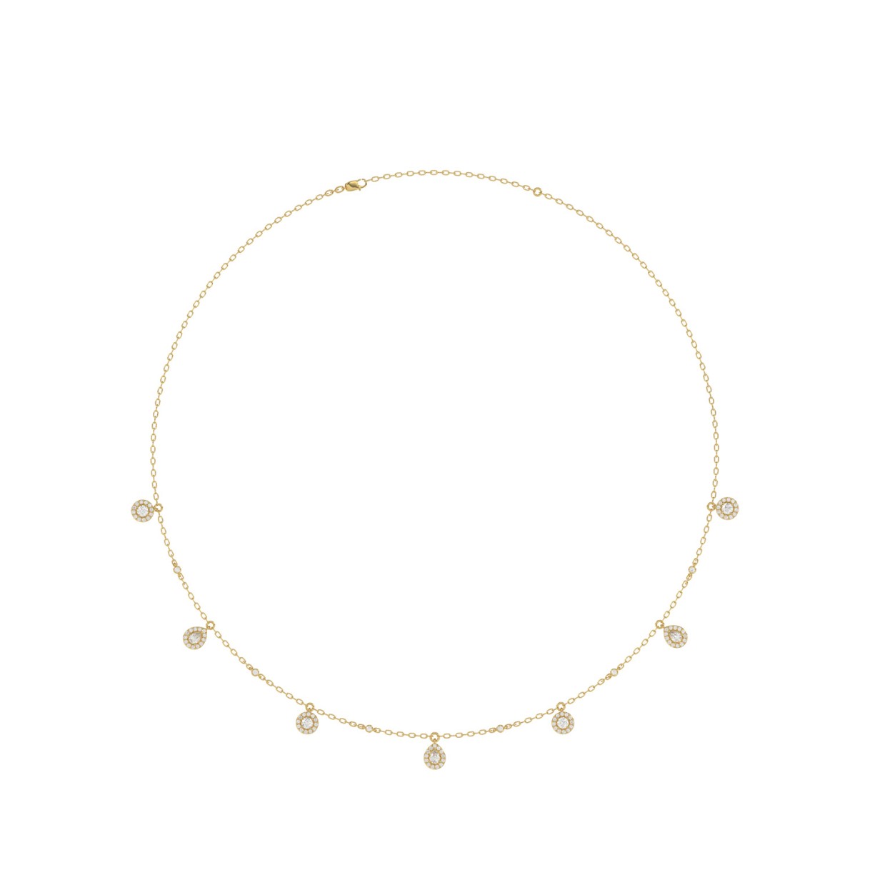14K YELLOW GOLD 1.00CT ROUND DIAMOND LADIES NECKLA...