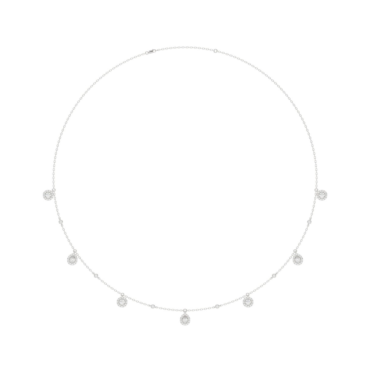 14K WHITE GOLD 1.00CT ROUND/PEAR DIAMOND LADIES NECKLACE