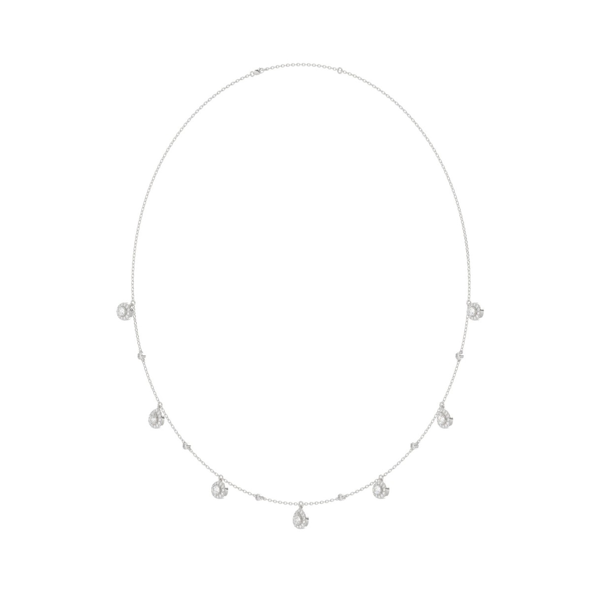 14K WHITE GOLD 1.00CT ROUND/PEAR DIAMOND LADIES NECKLACE