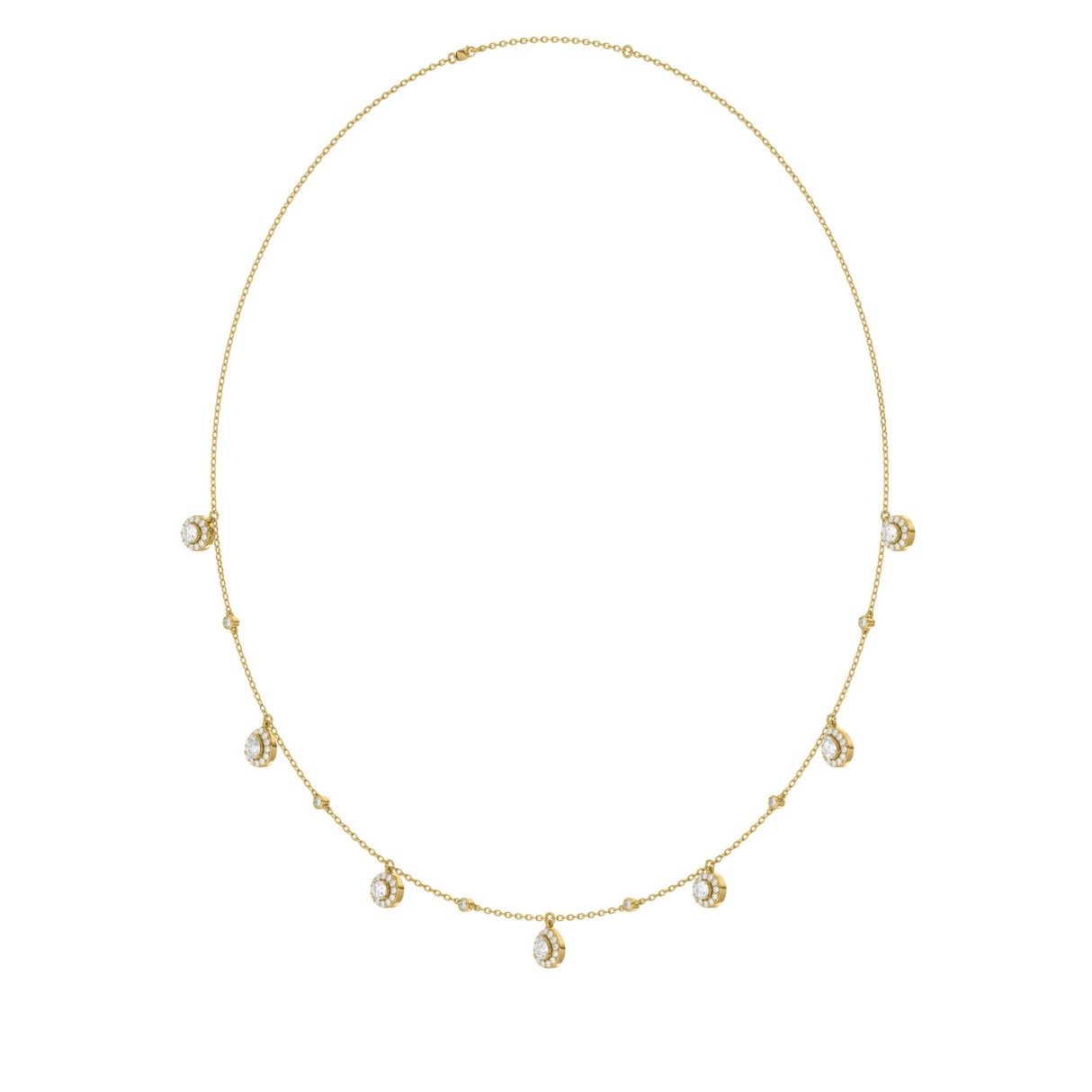 14K YELLOW GOLD 1.00CT ROUND/PEAR DIAMOND LADIES NECKLACE