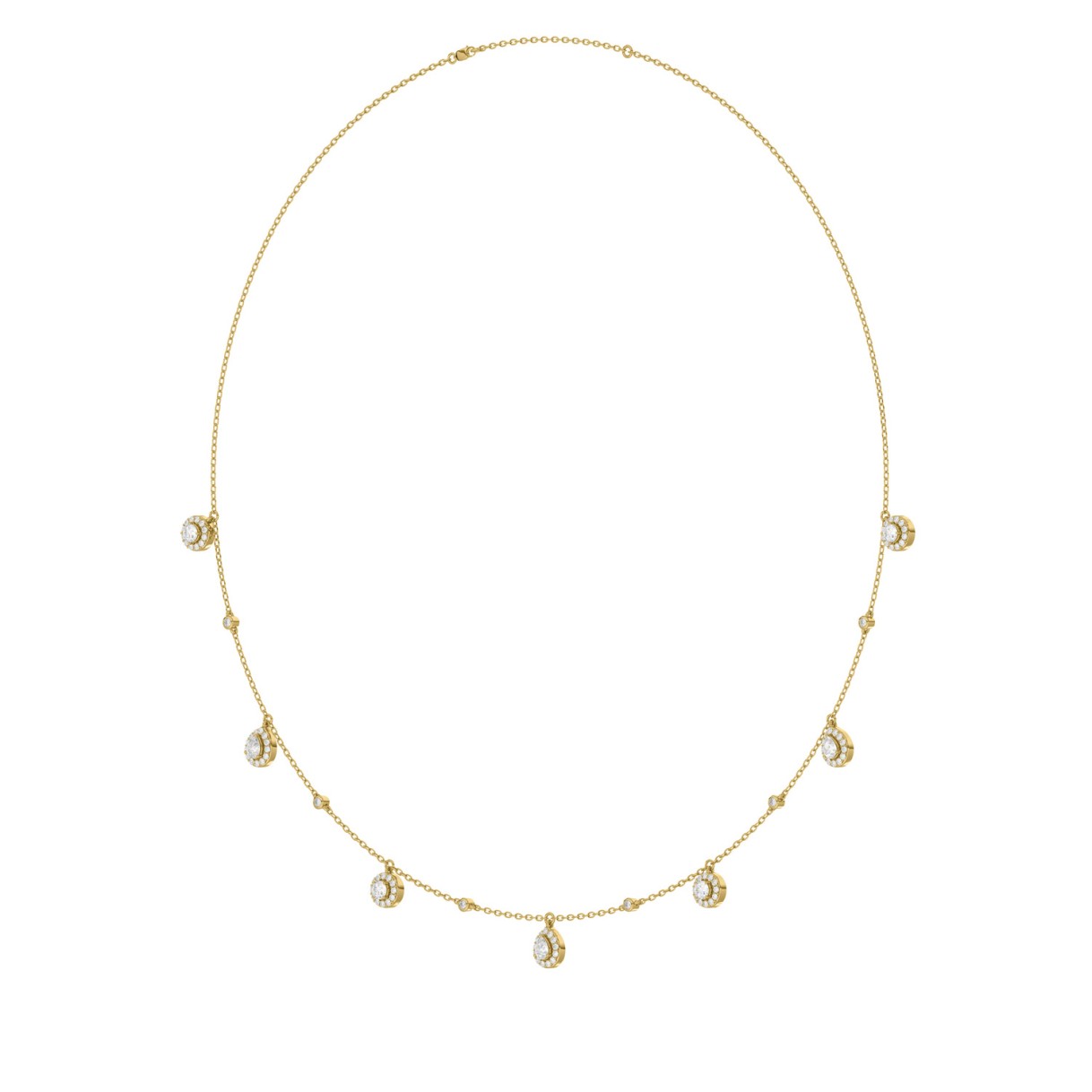 14K YELLOW GOLD 1.00CT ROUND/PEAR DIAMOND LADIES NECKLACE