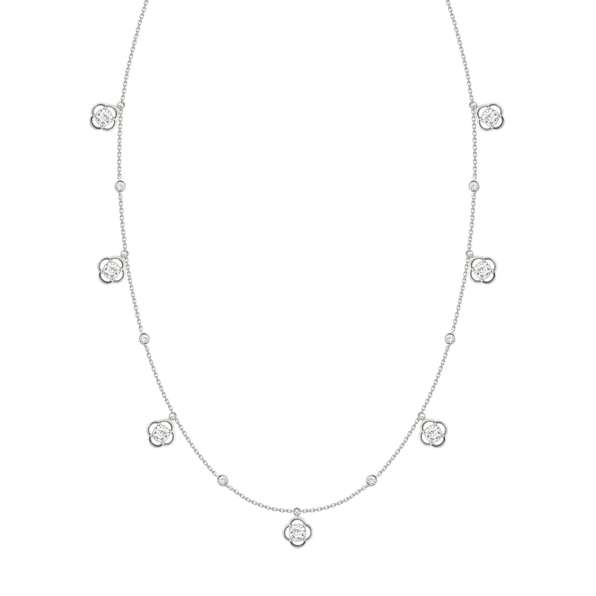 14K WHITE GOLD 1 1/2CT ROUND DIAMOND LADIES NECKLA...