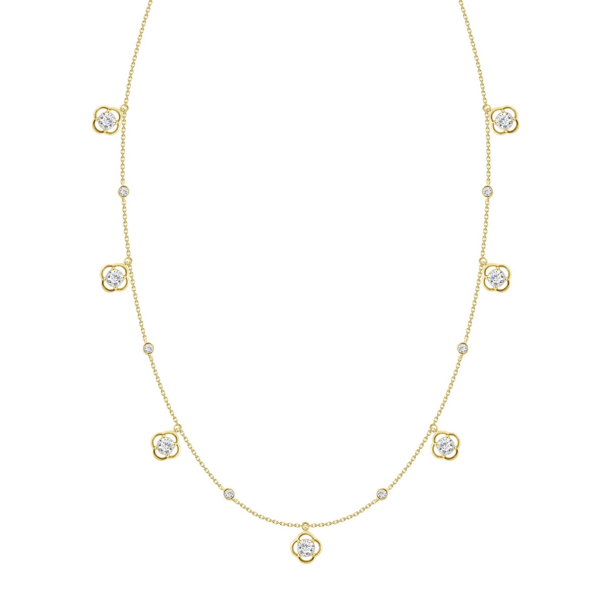 14K YELLOW GOLD 1 1/2CT ROUND DIAMOND LADIES NECKL...