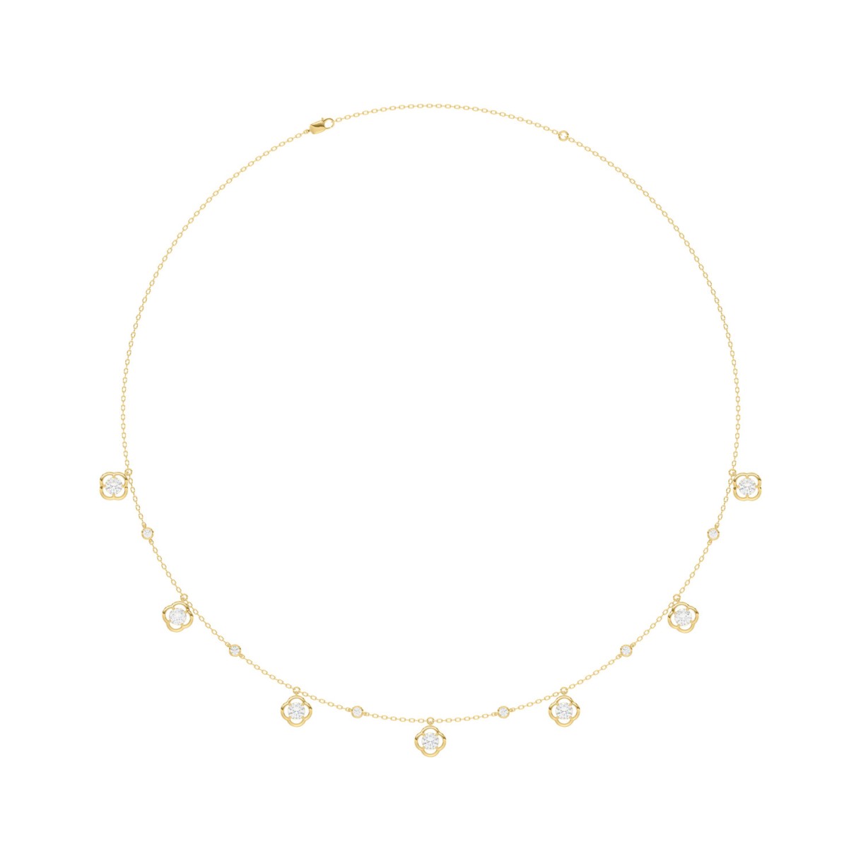 14K YELLOW GOLD 1 1/2CT ROUND DIAMOND LADIES NECKL...
