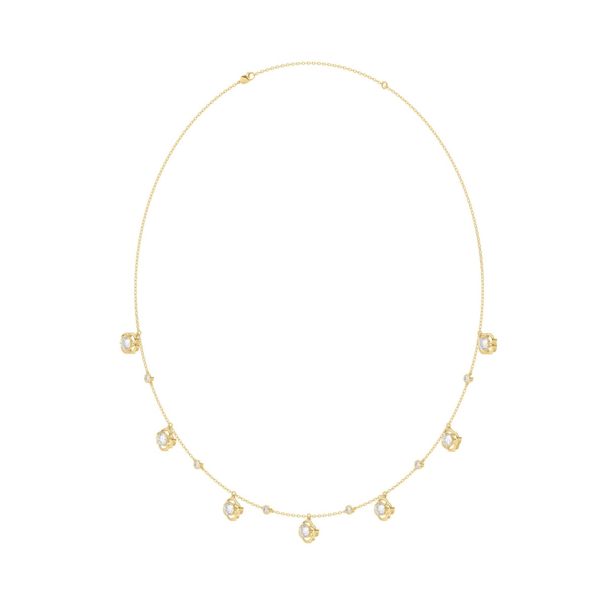 14K YELLOW GOLD 1 1/2CT ROUND DIAMOND LADIES NECKLACE