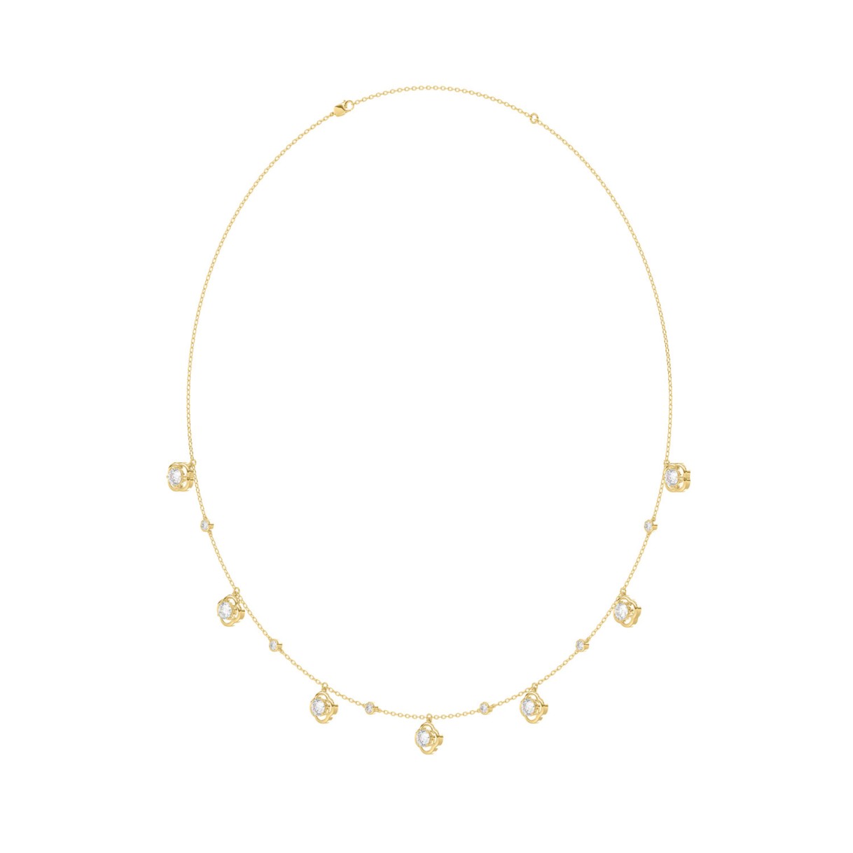 14K YELLOW GOLD 1 1/2CT ROUND DIAMOND LADIES NECKLACE