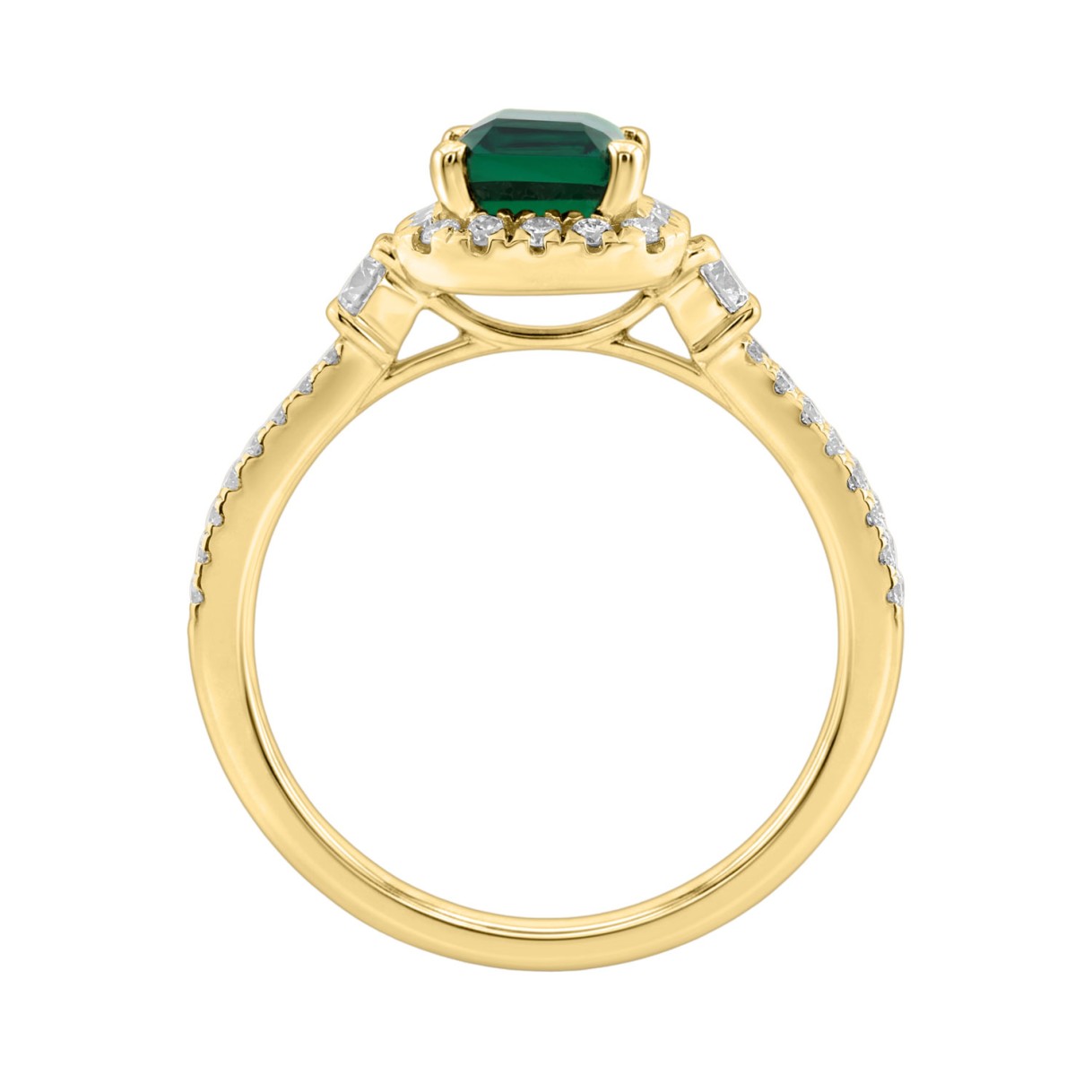14K YELLOW GOLD 2 1/2CT ROUND/GREEN EMERALD DIAMOND LADIES RING (CENTER STONE GREEN EMERALD DIAMOND 2CT)