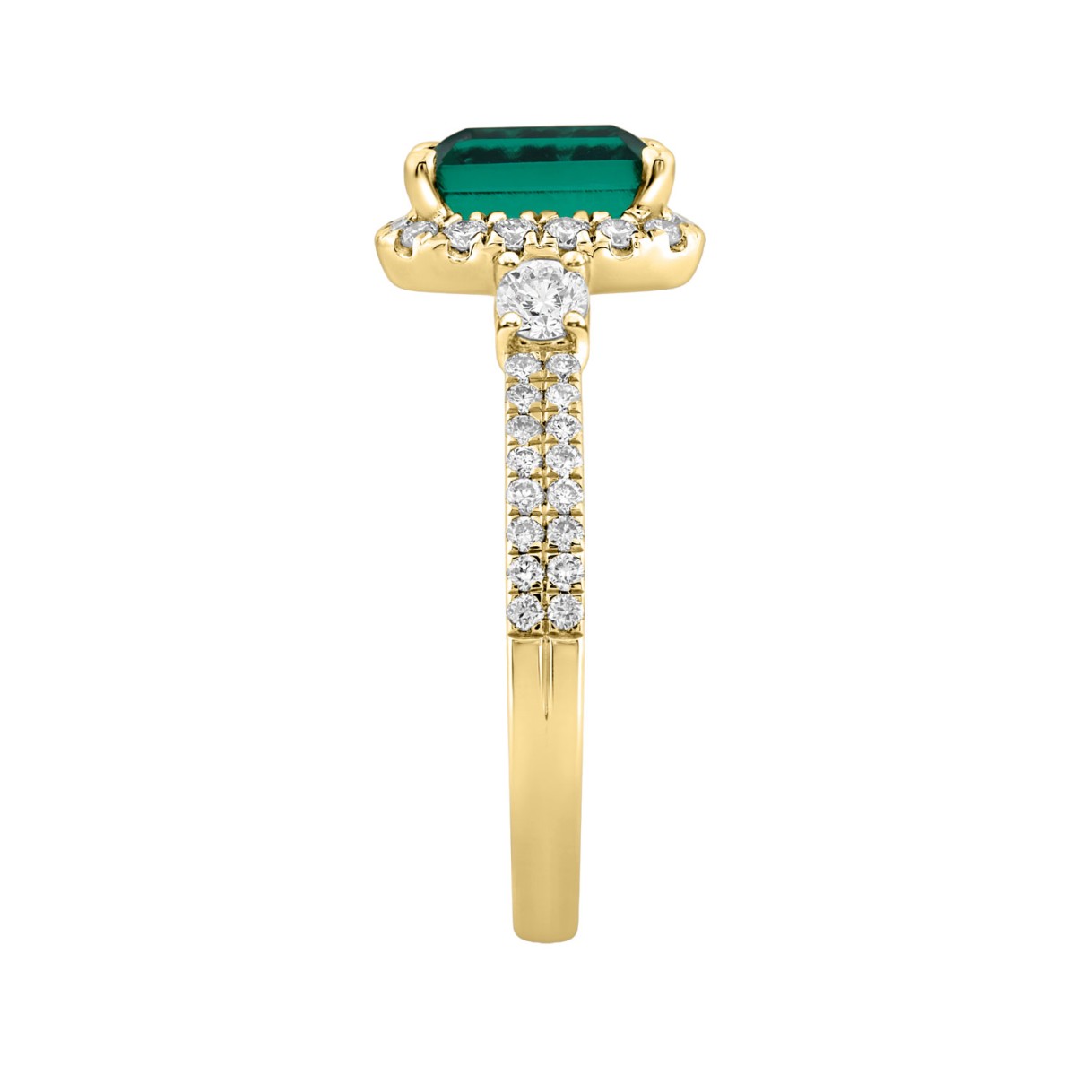 14K YELLOW GOLD 2 1/2CT ROUND/GREEN EMERALD DIAMOND LADIES RING (CENTER STONE GREEN EMERALD DIAMOND 2CT)