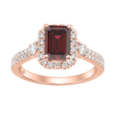 14K ROSE GOLD 2 1/2CT ROUND/RUBY EMERALD DIAMOND LADIES RING (CENTER STONE RUBY EMERALD DIAMOND 2CT)
