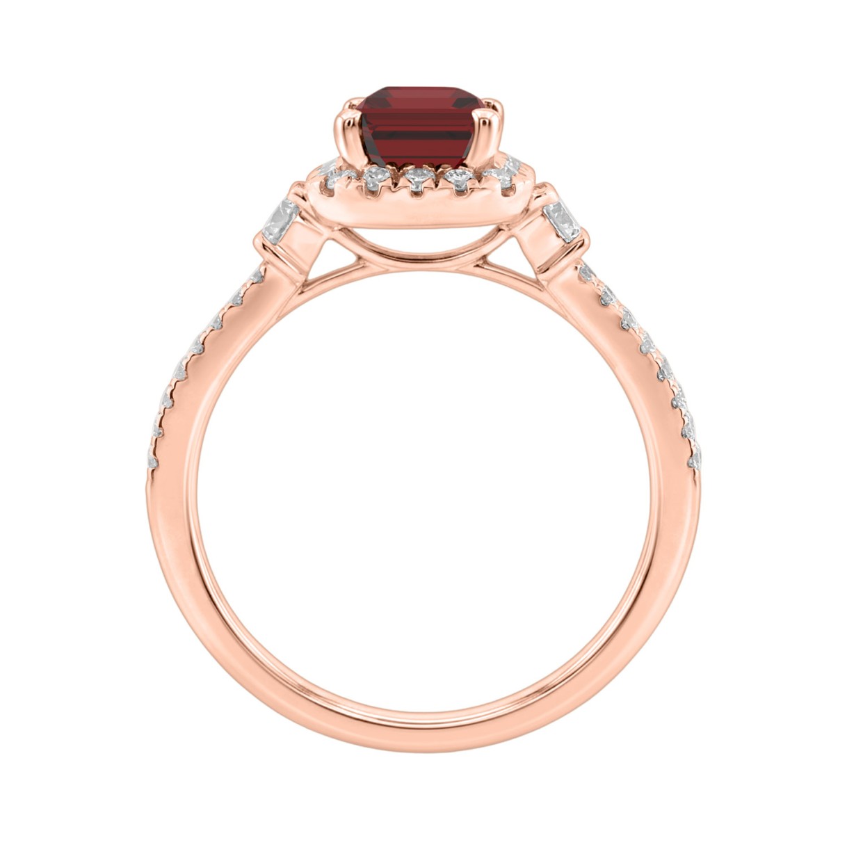 14K ROSE GOLD 2 1/2CT ROUND/RUBY EMERALD DIAMOND LADIES RING (CENTER STONE RUBY EMERALD DIAMOND 2CT)