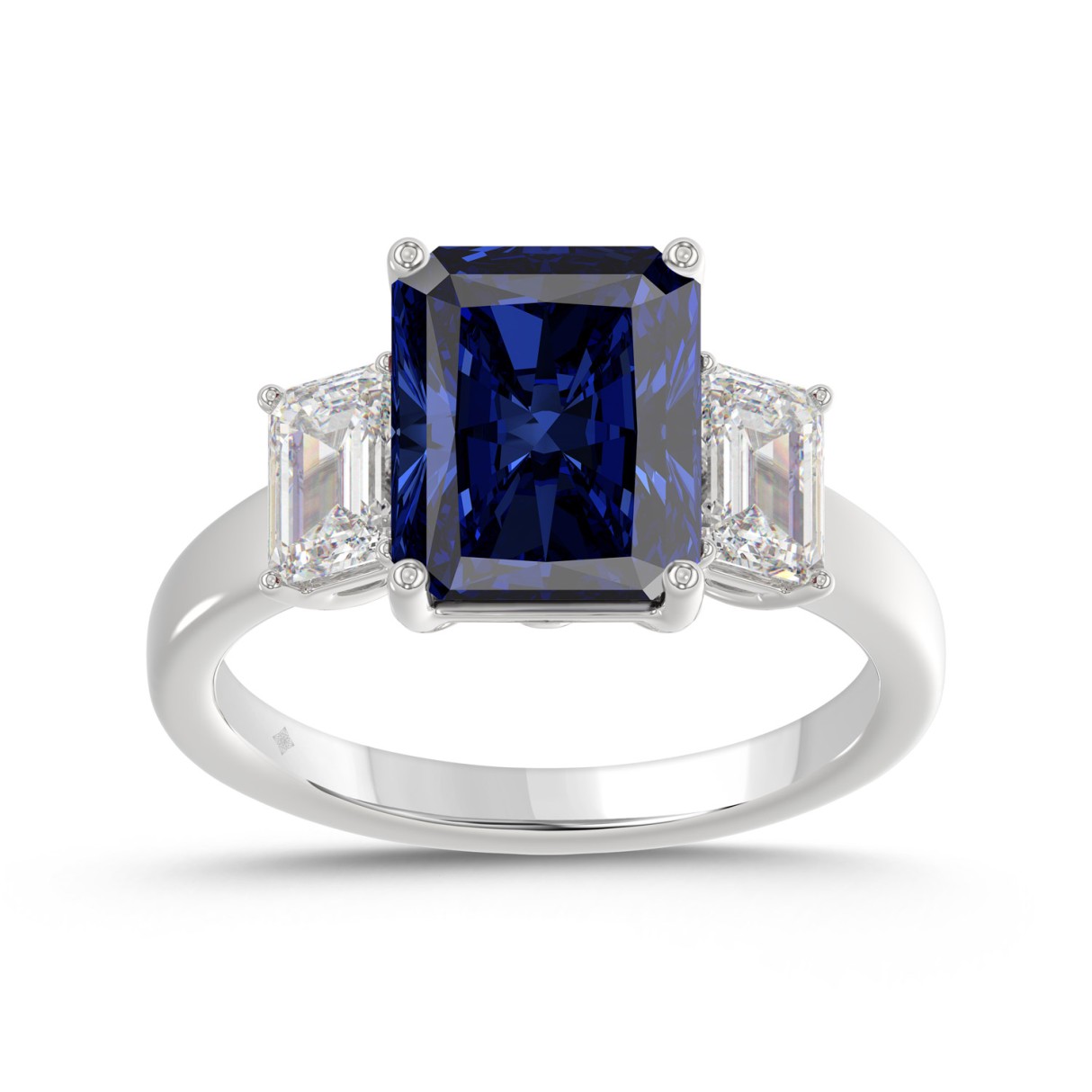 14K WHITE GOLD 5 1/3CT EMERALD/BLUE SAPPHIRE EMERA...