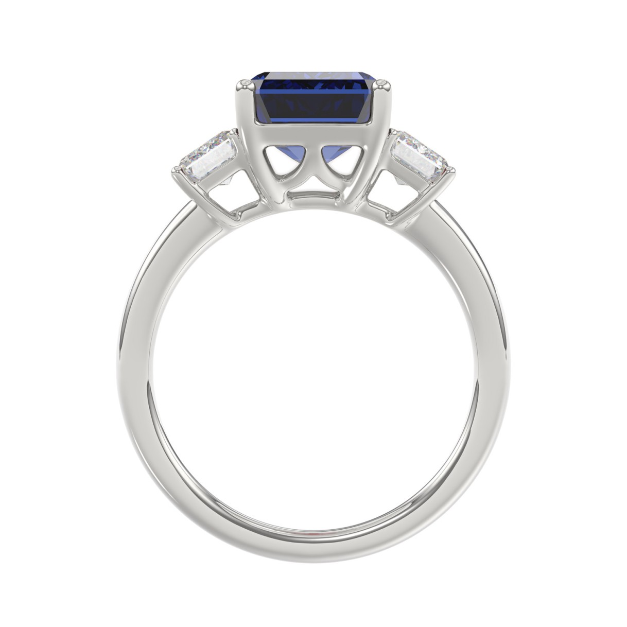 14K WHITE GOLD 5 1/3CT EMERALD/BLUE SAPPHIRE EMERALD CUT DIAMOND LADIES RING (CENTER STONE BLUE SAPPHIRE EMERALD DIAMOND 4 1/3CT)