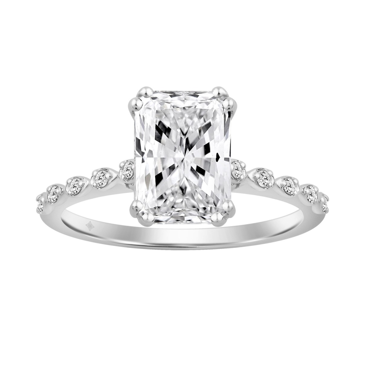 14K WHITE GOLD 3.00CT ROUND/RADIANT DIAMOND LADIES RING (CENTER STONE RADIANT DIAMOND 3CT)