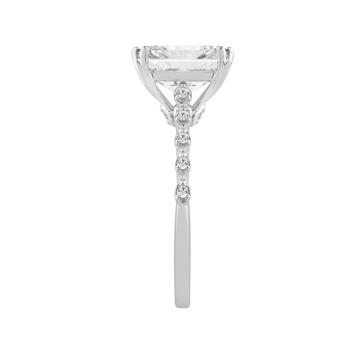 14K WHITE GOLD 3.00CT ROUND/RADIANT DIAMOND LADIES RING (CENTER STONE RADIANT DIAMOND 3CT)
