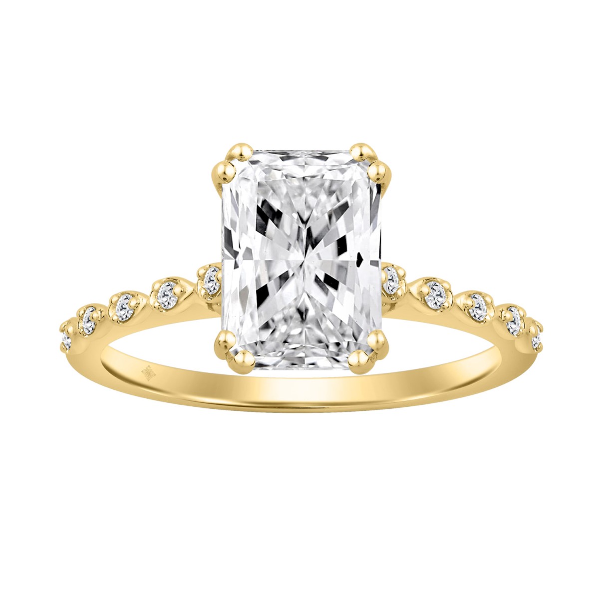 14K  YELLOW GOLD 3.00CT ROUND/RADIANT DIAMOND LADIES RING (CENTER STONE RADIANT DIAMOND 3CT)