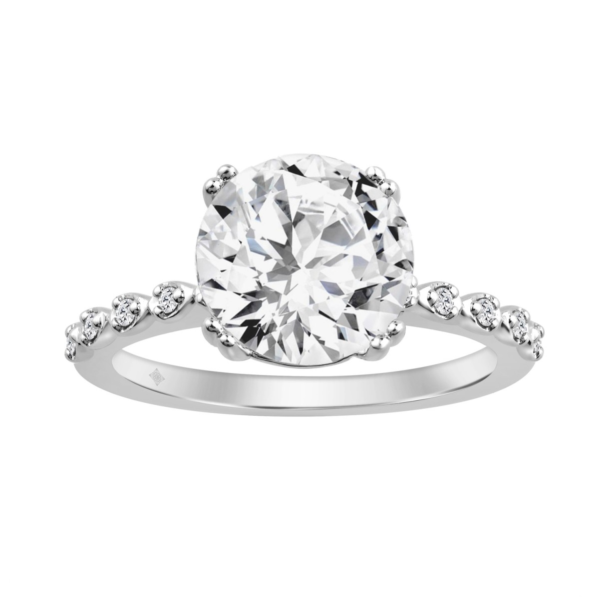 14K WHITE GOLD 3.00CT ROUND DIAMOND LADIES RING (CENTER STONE ROUND DIAMOND 3CT)