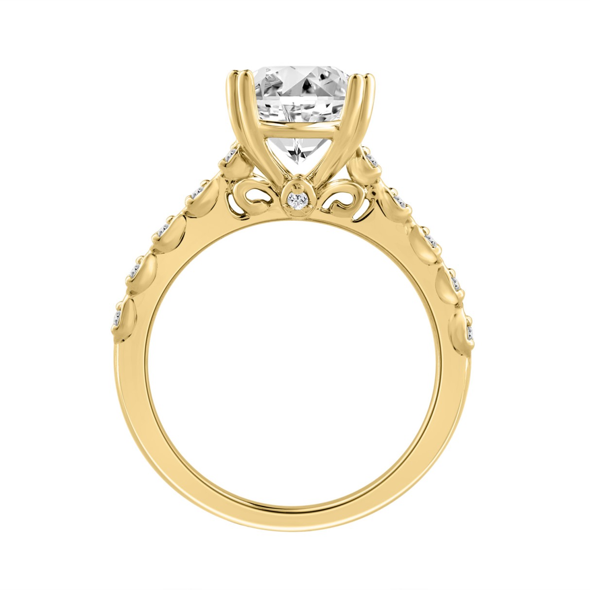 14K YELLOW GOLD 3.00CT ROUND DIAMOND LADIES RING (CENTER STONE ROUND DIAMOND 3CT)