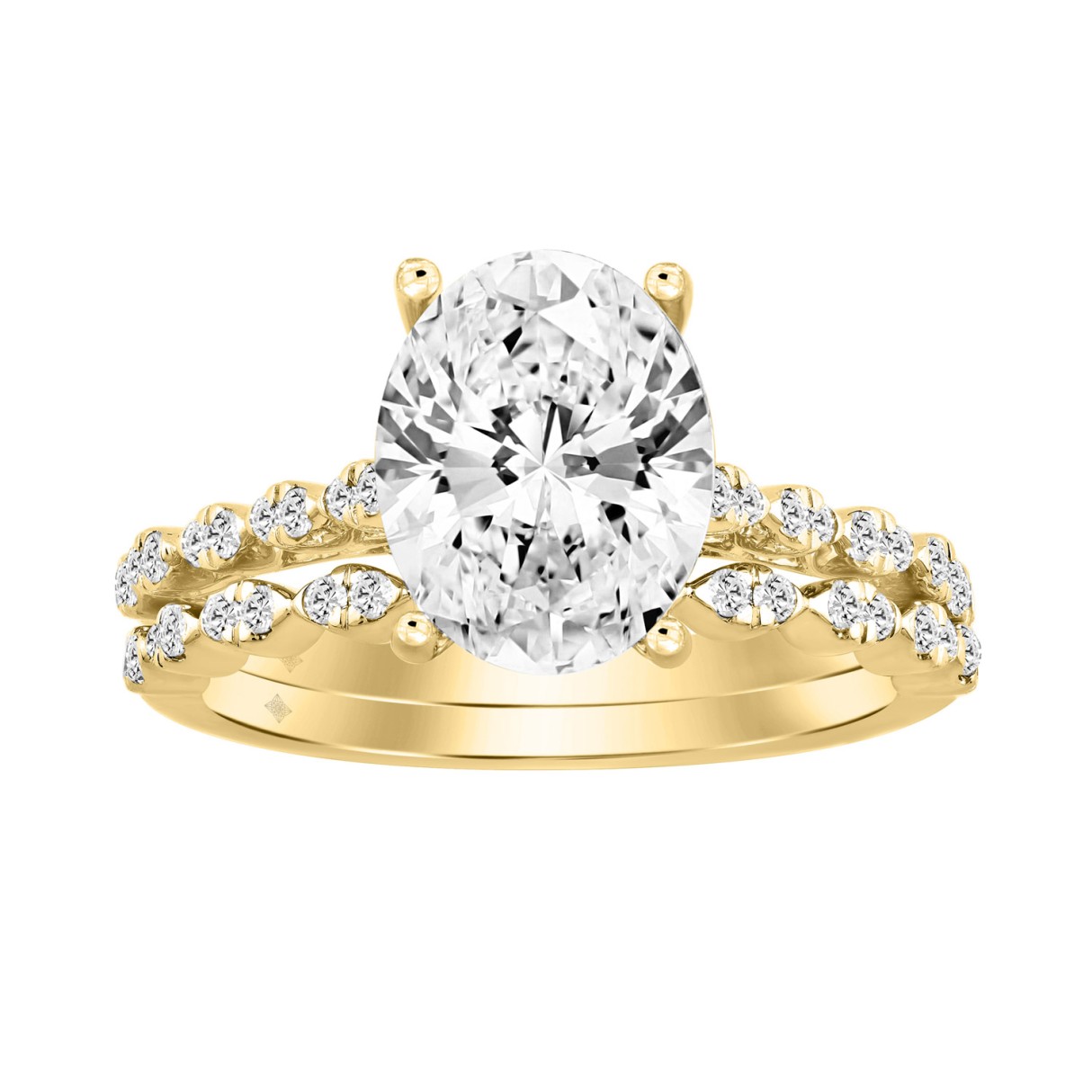 14K YELLOW GOLD 3 1/3CT ROUND/OVAL DIAMOND LADIES ...