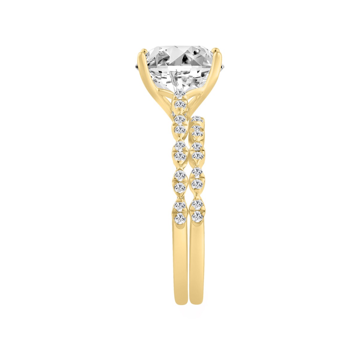 14K YELLOW GOLD 3 1/3CT ROUND/OVAL DIAMOND LADIES BRIDAL SET (CENTER STONE OVAL DIAMOND 3CT)