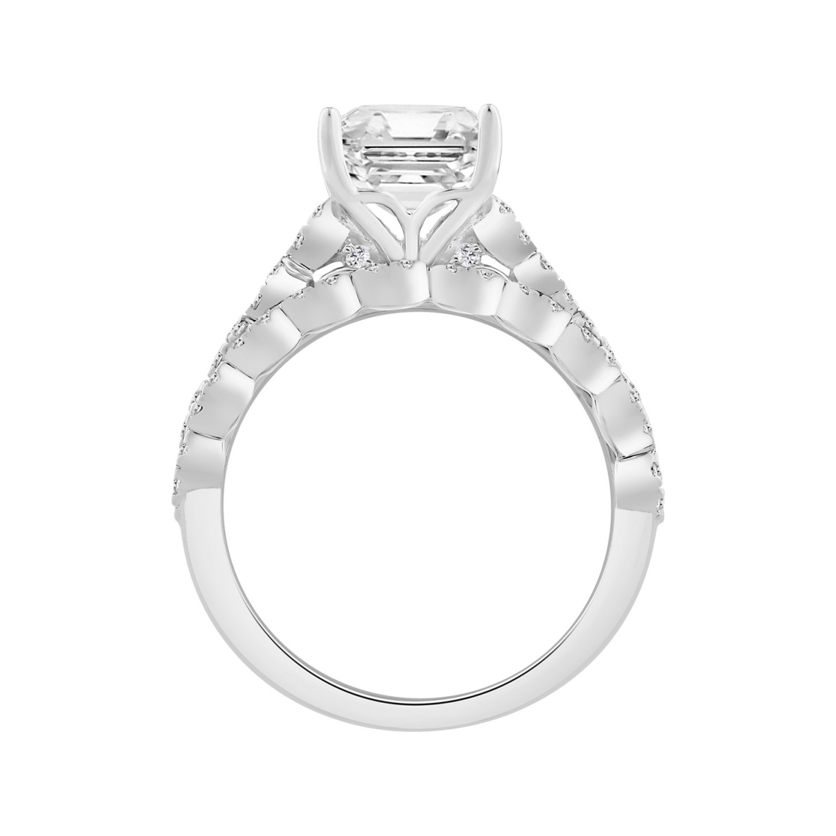 14K WHITE GOLD 3 1/3CT ROUND/CUSHION DIAMOND LADIES BRIDAL SET (CENTER STONE CUSHION DIAMOND 3.00CT)