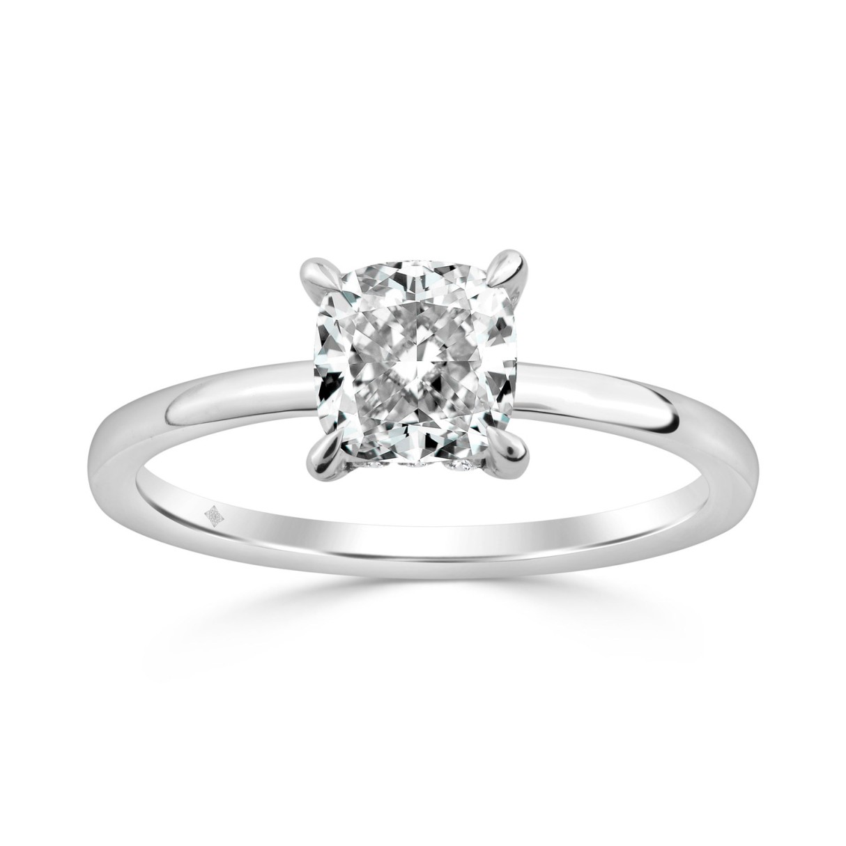 14K WHITE GOLD 2.00CT ROUND/CUSHION DIAMOND LADIES RING (CENTER STONE CUSHION DIAMOND 2CT)