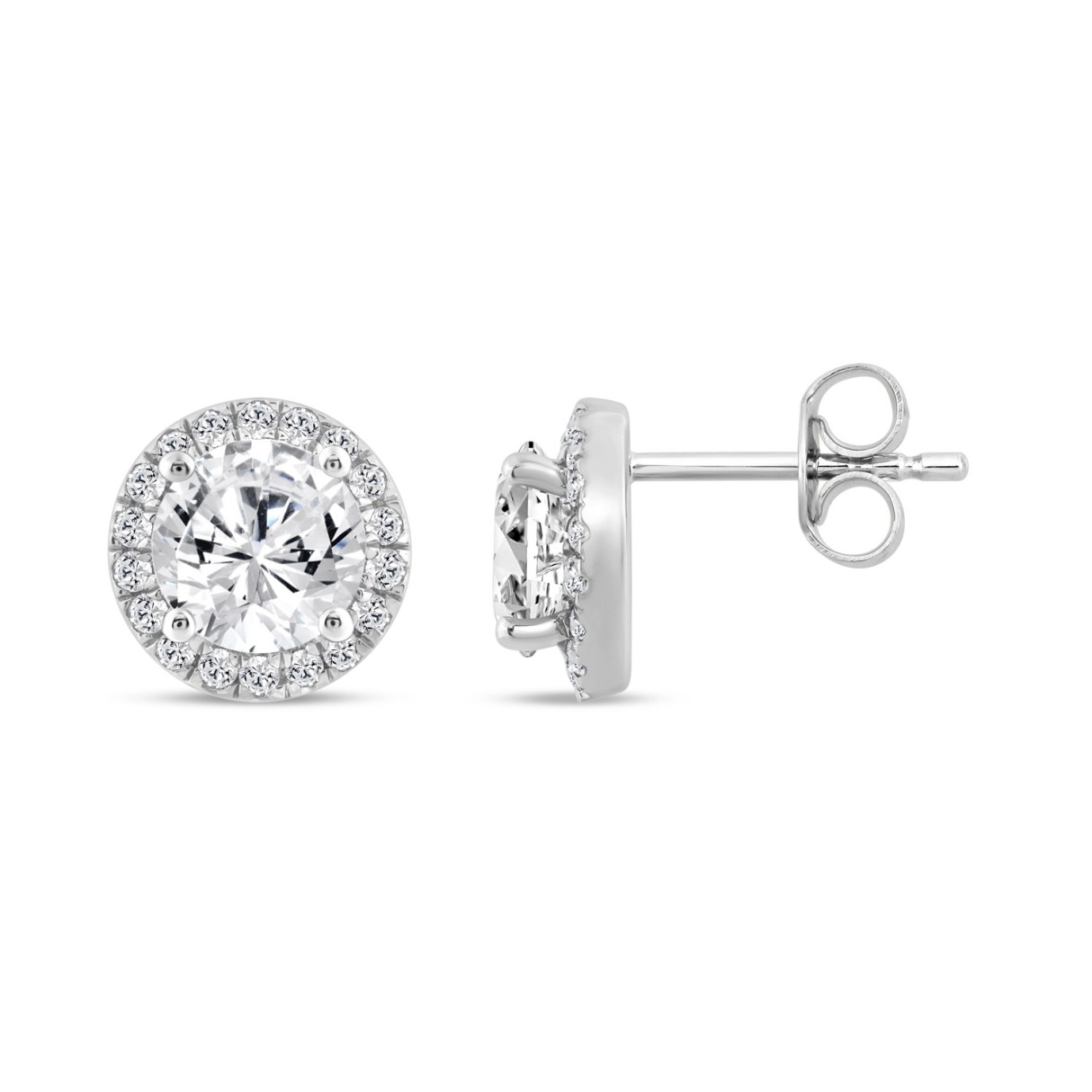 14K WHITE GOLD 2 1/4CT ROUND DIAMOND LADIES EARRIN...