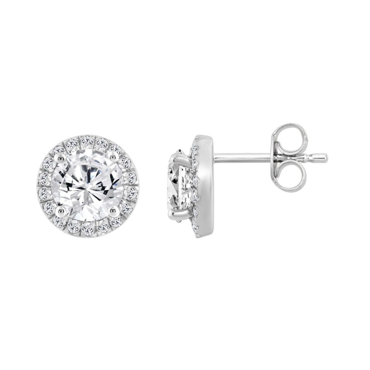 14K WHITE GOLD 2 1/4CT ROUND DIAMOND LADIES EARRINGS