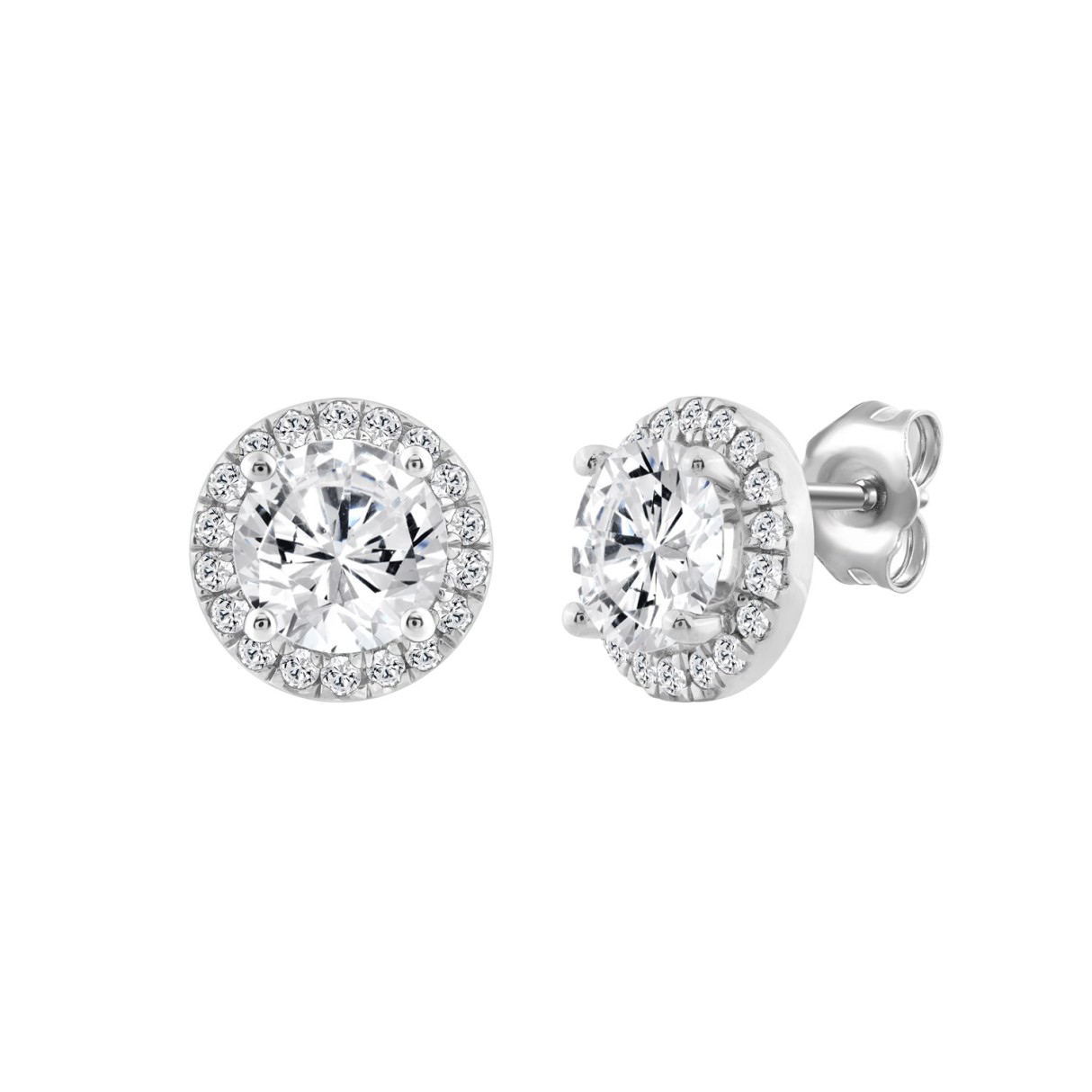 14K WHITE GOLD 2 1/4CT ROUND DIAMOND LADIES EARRINGS