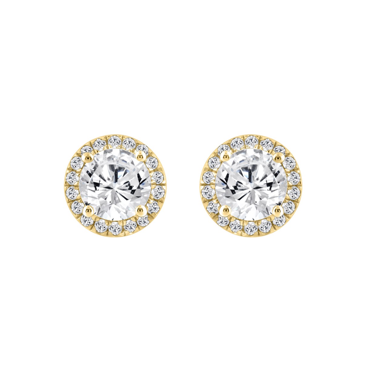 14K YELLOW GOLD 2 1/4CT ROUND DIAMOND LADIES EARRI...